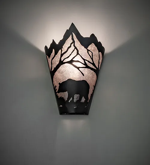 8" Wide Bear at Dawn Left Wall Sconce