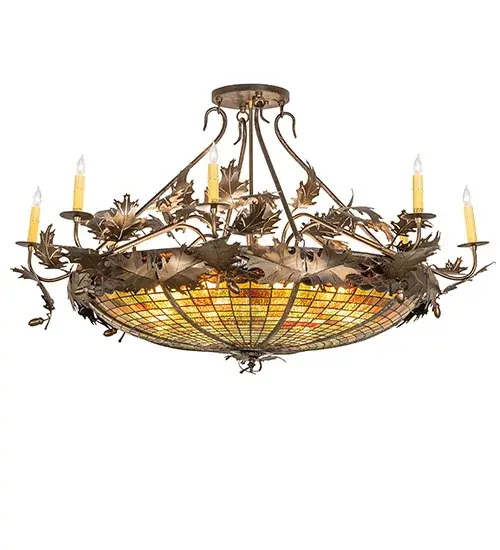 48" Wide Oak Leaf & Acorn Semi-Flushmount - Image 2