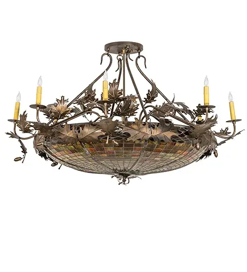 48" Wide Oak Leaf & Acorn Semi-Flushmount - Image 3