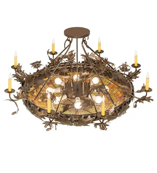 48" Wide Oak Leaf & Acorn Semi-Flushmount - Image 4