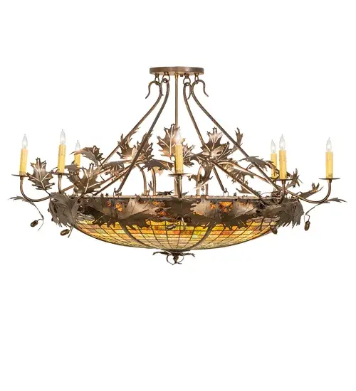 48" Wide Oak Leaf & Acorn Semi-Flushmount - Image 5