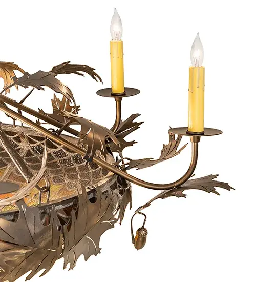 48" Wide Oak Leaf & Acorn Semi-Flushmount - Image 8