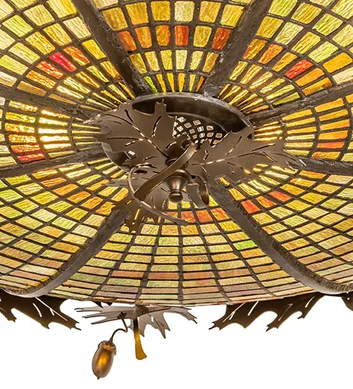 48" Wide Oak Leaf & Acorn Semi-Flushmount - Image 9