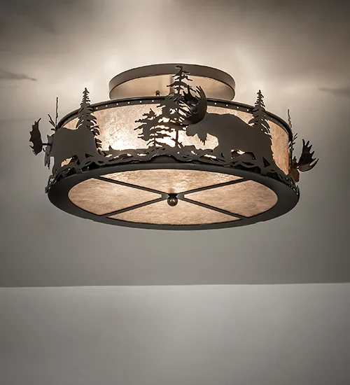 26" Wide Moose at Dusk Flushmount