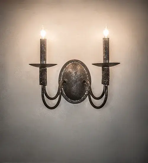 14" Wide Bell 2 Light Wall Sconce - Image 1