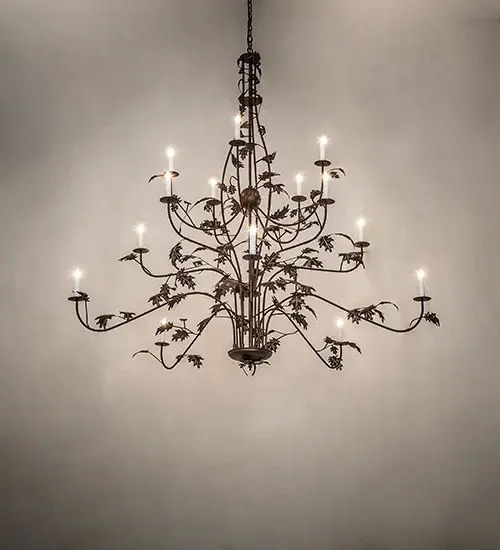 72" Wide Oak Leaf 15 Light Chandelier - Image 1