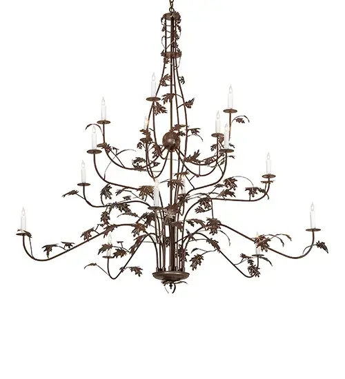 72" Wide Oak Leaf 15 Light Chandelier - Image 2