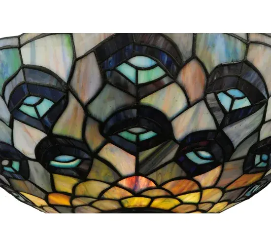 15" Wide Tiffany Peacock Feather Domed Torchiere Shade - Image 2