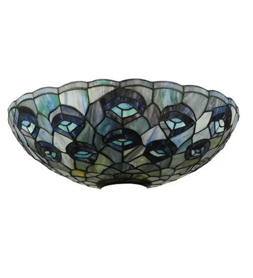 15" Wide Tiffany Peacock Feather Domed Torchiere Shade - Image 4