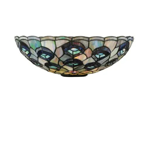 15" Wide Tiffany Peacock Feather Domed Torchiere Shade - Image 5