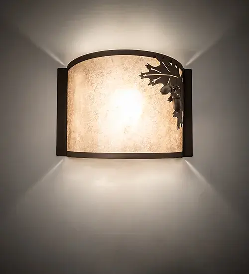 12" Wide Oak Leaf & Acorn Wall Sconce - Image 1