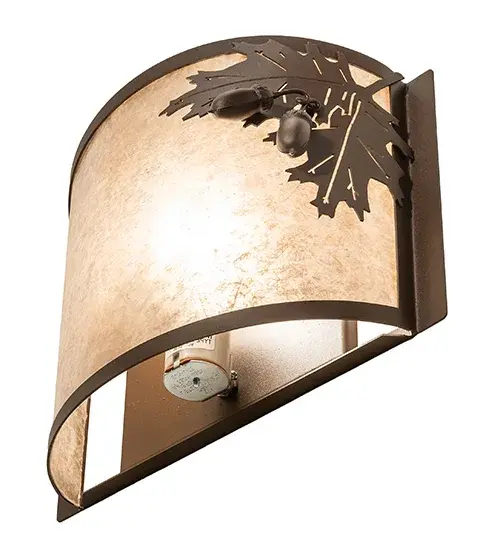 12" Wide Oak Leaf & Acorn Wall Sconce - Image 6