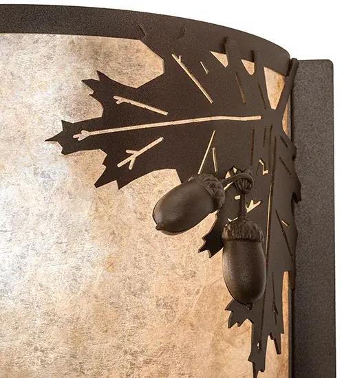 12" Wide Oak Leaf & Acorn Wall Sconce - Image 9