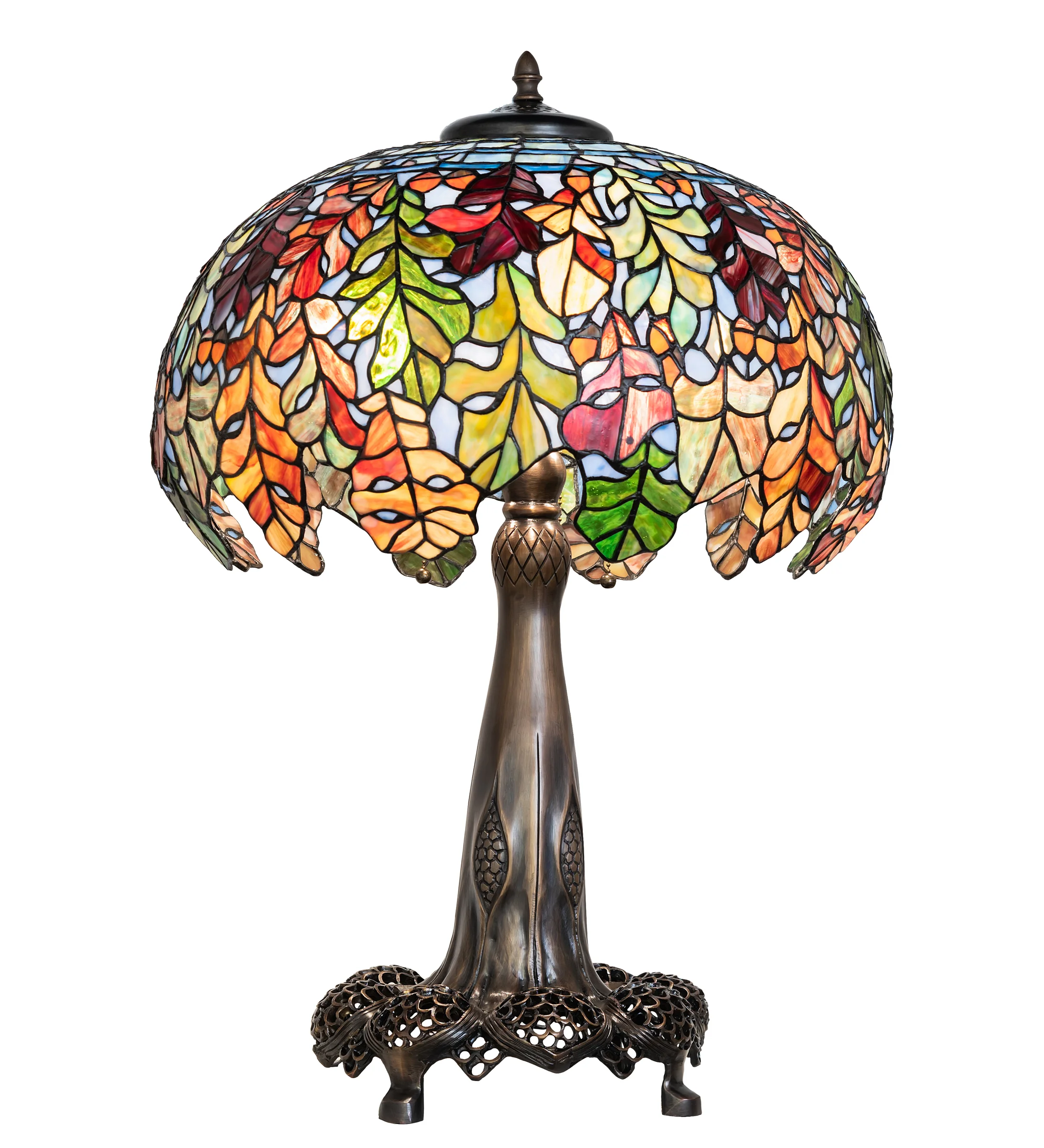 Leaf Three Light Table Lamp in Mahogany Bronze