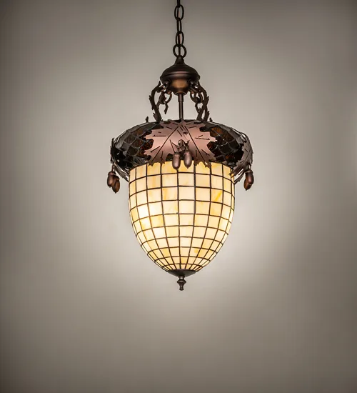 13" Wide Oak Leaf & Acorn Pendant