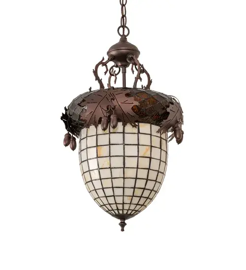 13" Wide Oak Leaf & Acorn Pendant - Image 3