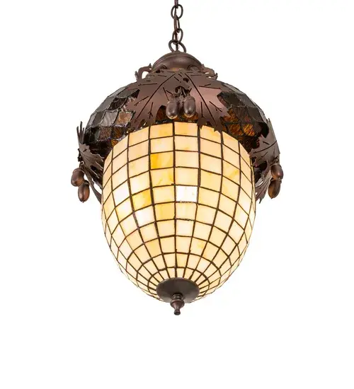 13" Wide Oak Leaf & Acorn Pendant - Image 6