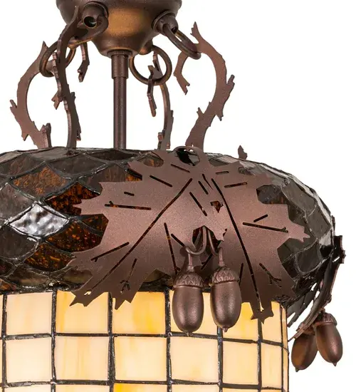 13" Wide Oak Leaf & Acorn Pendant - Image 8