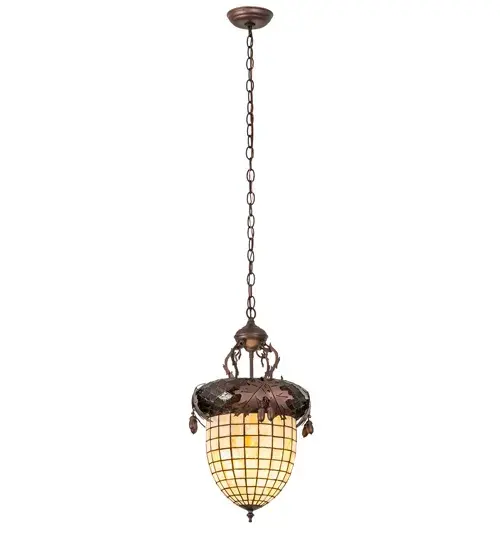 13" Wide Oak Leaf & Acorn Pendant - Image 10