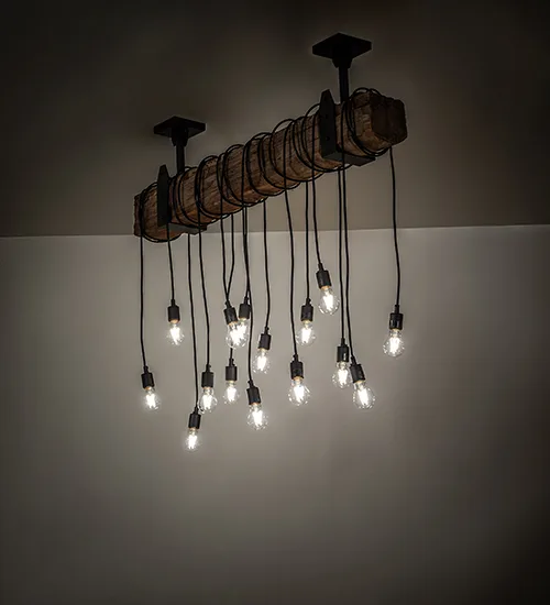 48" Long Alva Wood Beam 15 Light Pendant