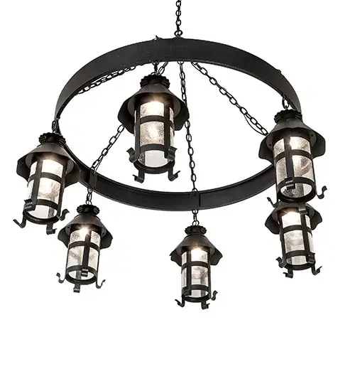 50" Wide Rutland 6 Lantern Chandelier - Image 6