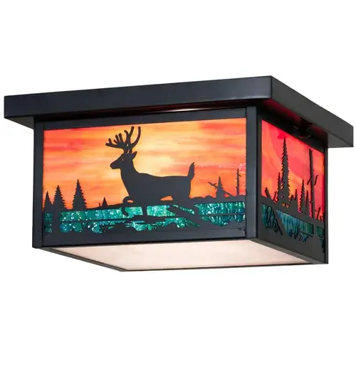 12" Square Hyde Park Deer Creek Flushmount - Image 2