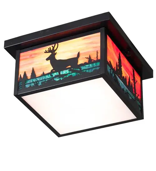 12" Square Hyde Park Deer Creek Flushmount - Image 5