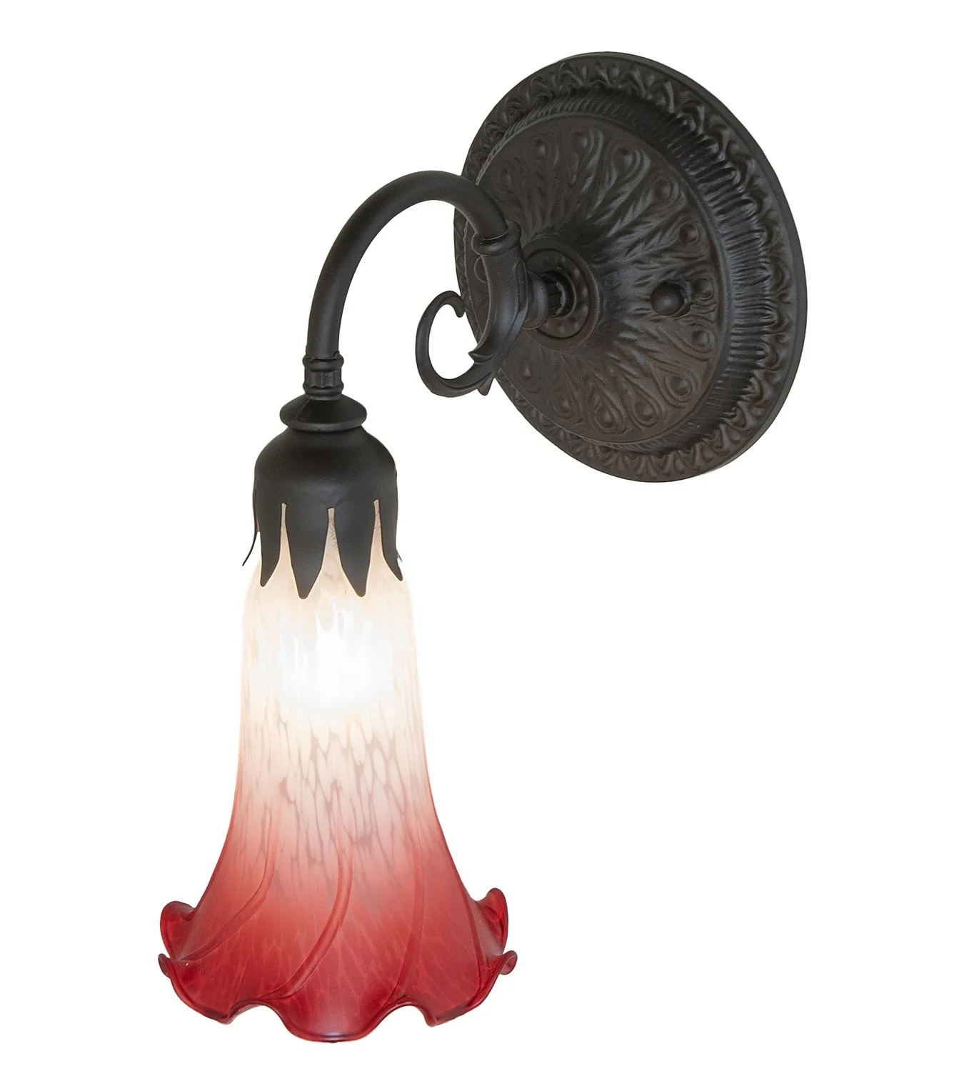 Pink/White One Light Wall Sconce in Oil Rubbed Bronze