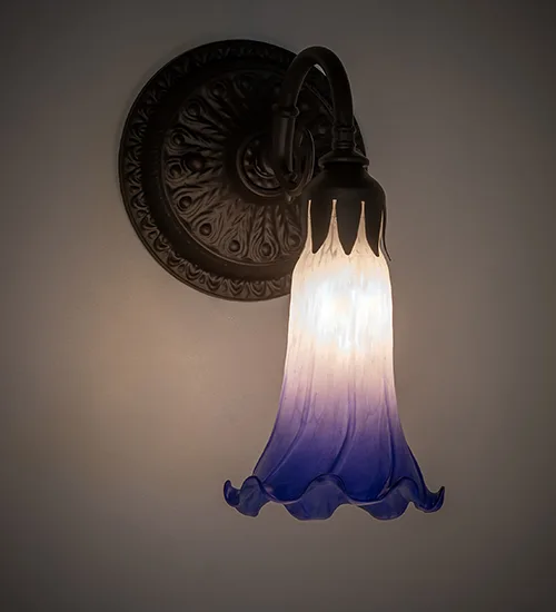 5.5" Wide Blue/White Tiffany Pond Lily Wall Sconce