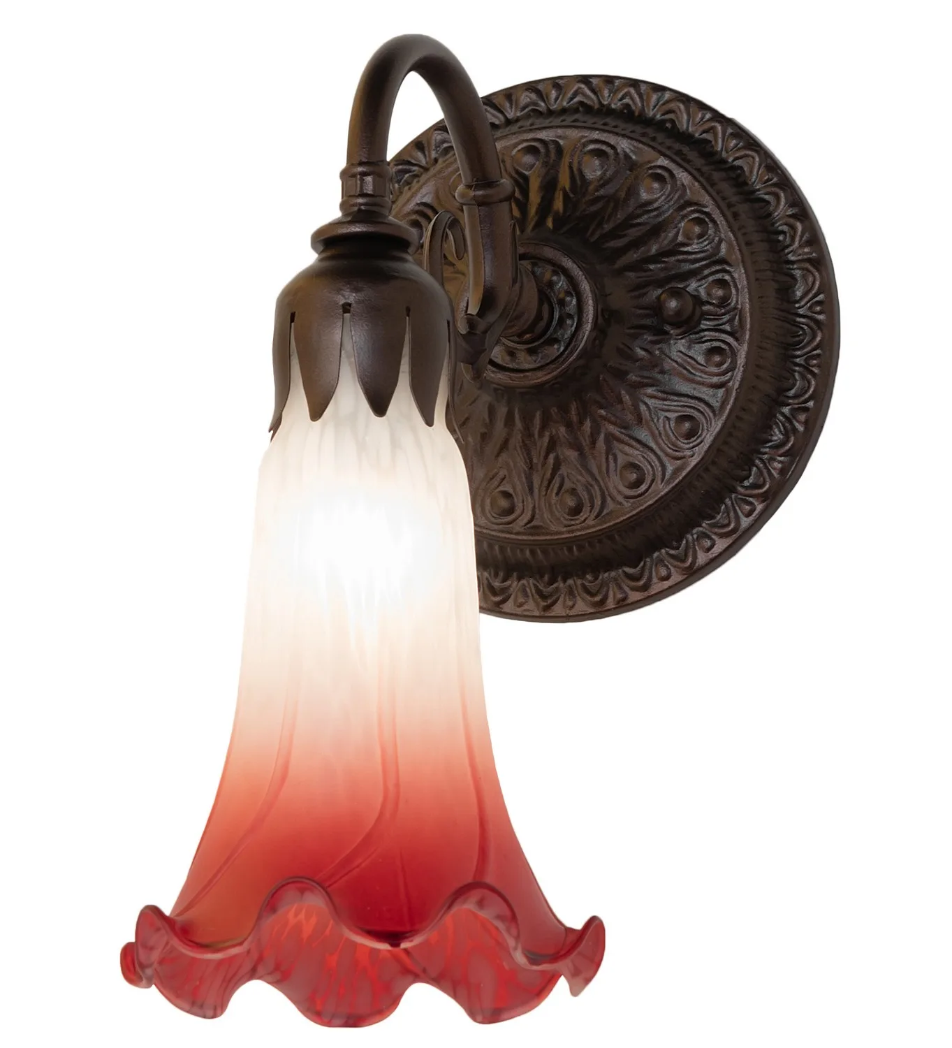 Pink/White One Light Wall Sconce in Mahogany Bronze