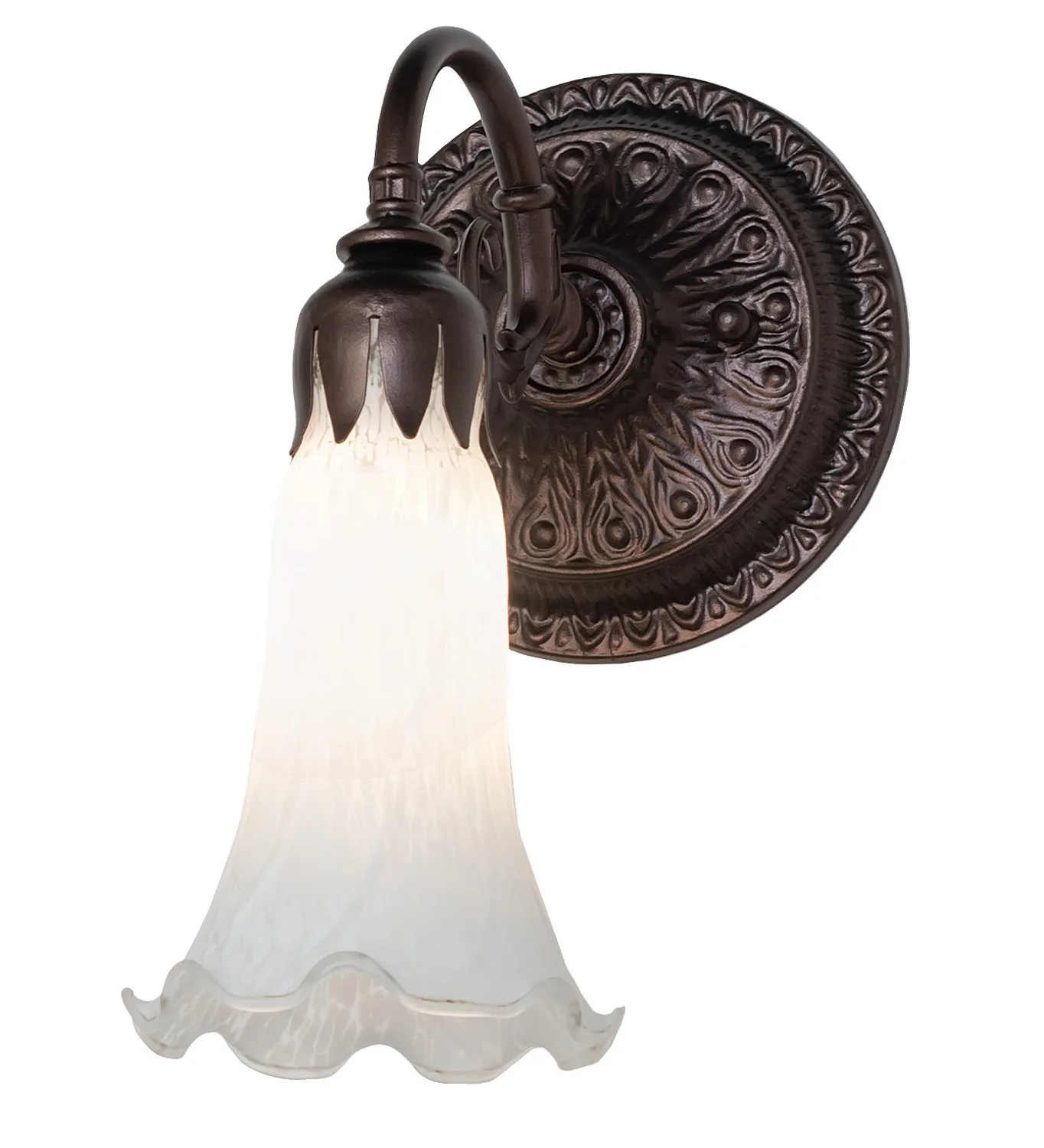 White One Light Wall Sconce in Mahogany Bronze