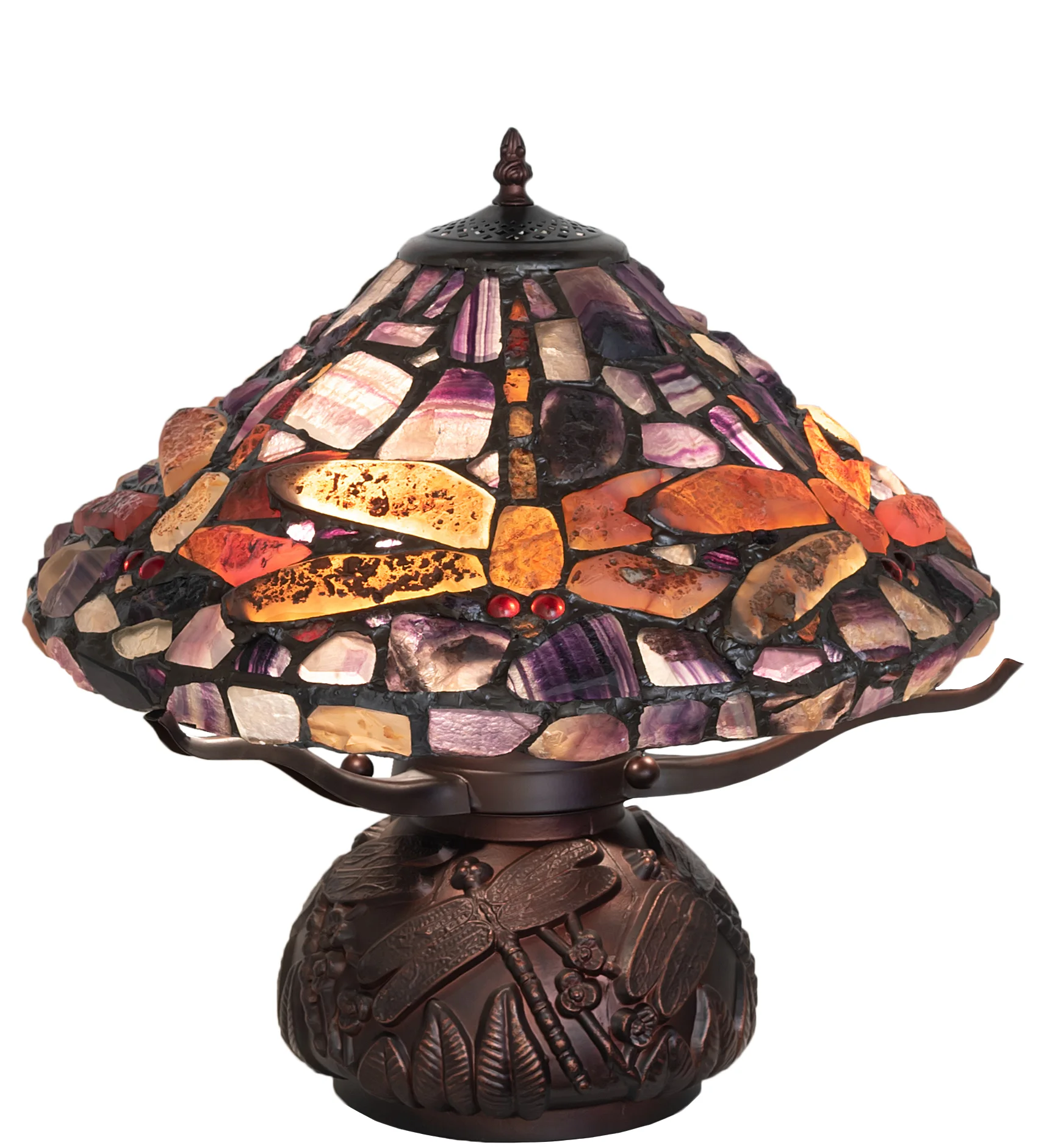 Dragonfly Three Light Table Lamp in Mahogany Bronze