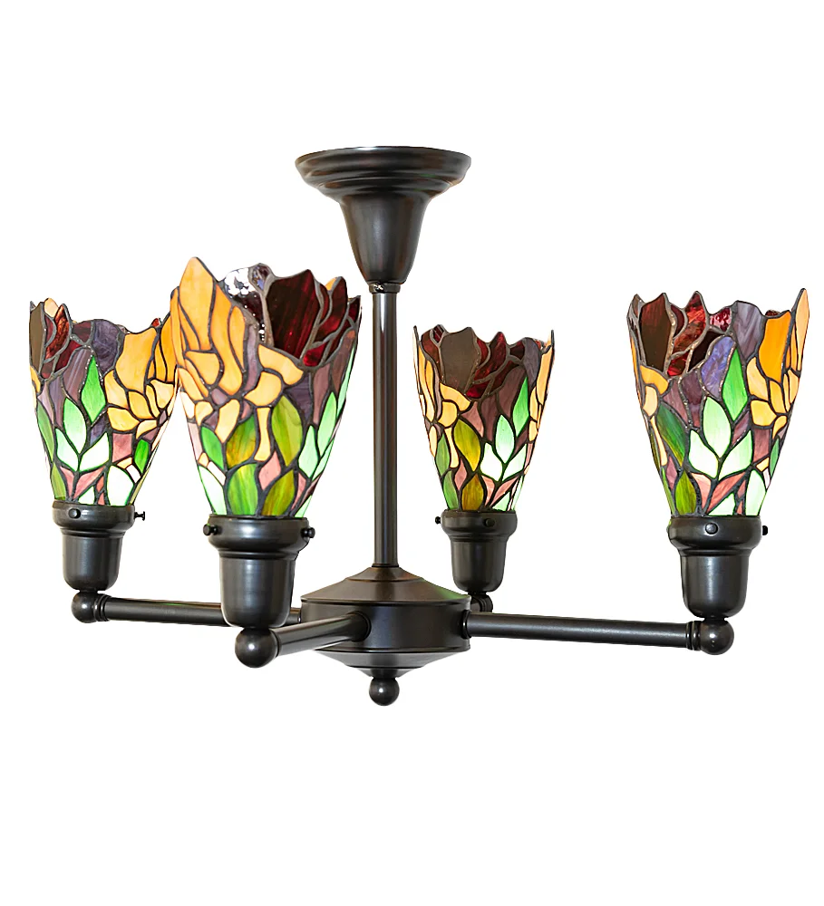 Iris Four Light Chandelier in Craftsman Brown
