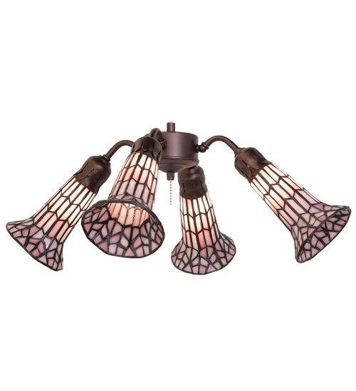 Stained Glass Pond Lily Four Light Fan Light in Mahogany Bronze