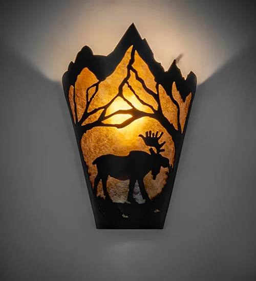 8" Wide Moose at Dawn Right Wall Sconce