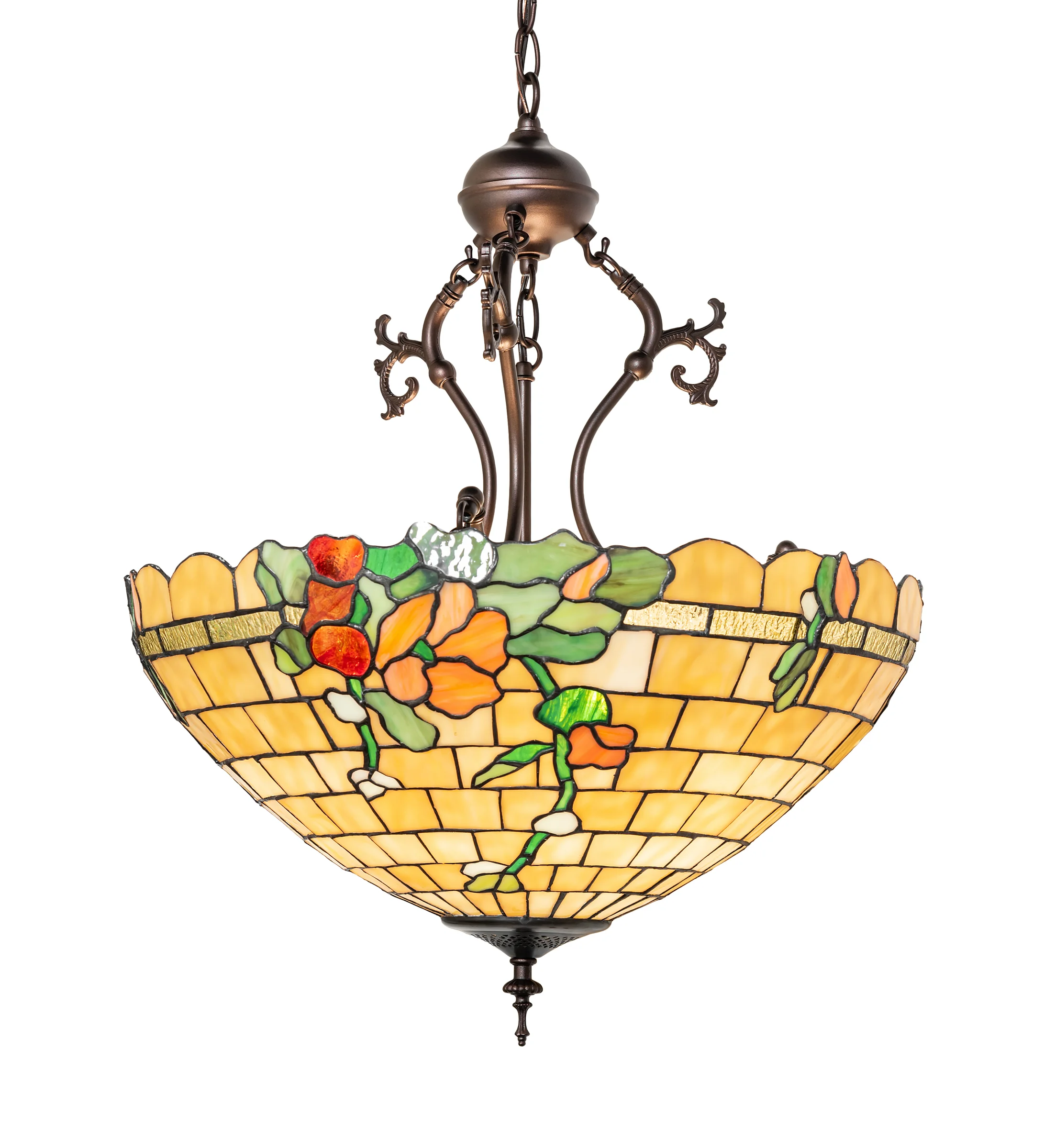 Duffner & Kimberly Hollyhock Three Light Pendant in Mahogany Bronze