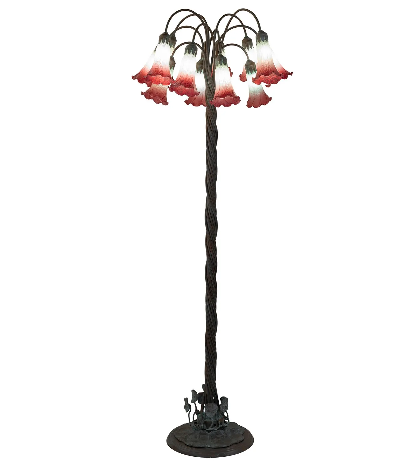 Pink/White 12 Light Floor Lamp in Bronze