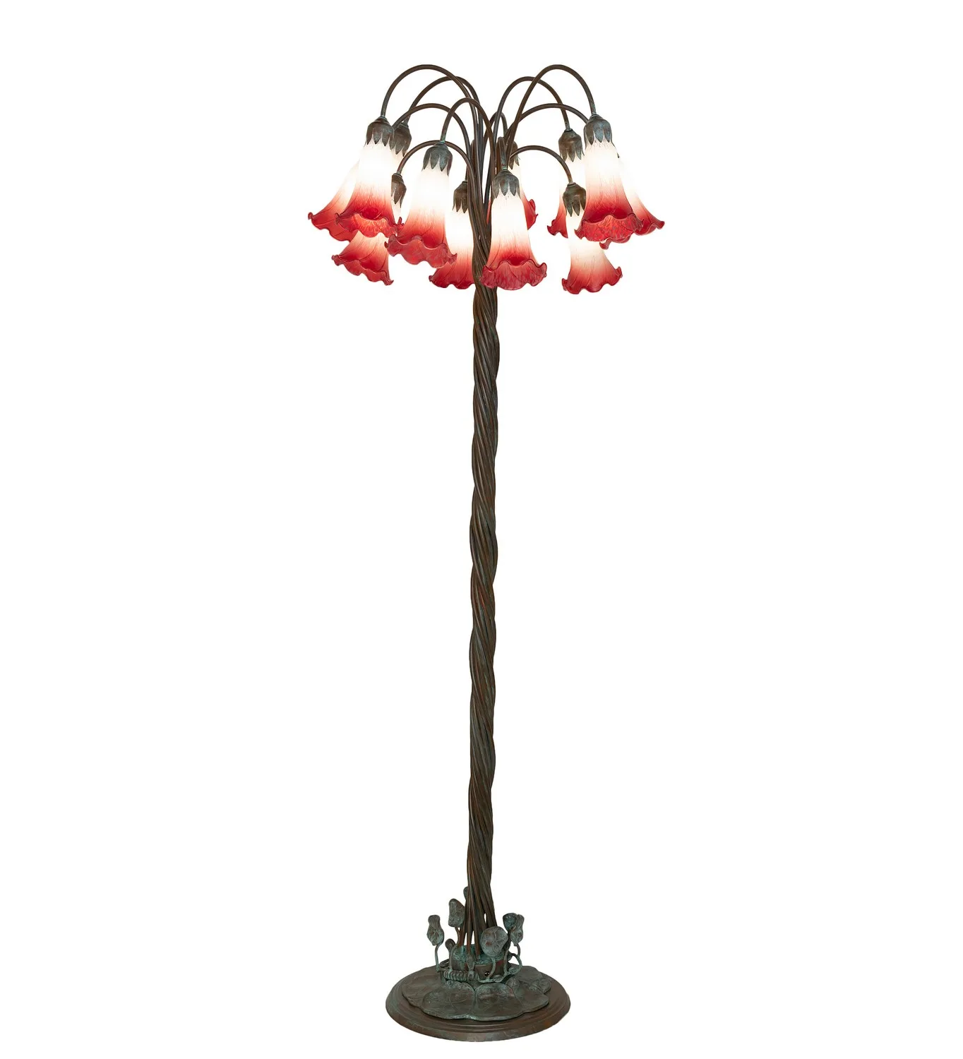 Pink/White 12 Light Floor Lamp in Bronze