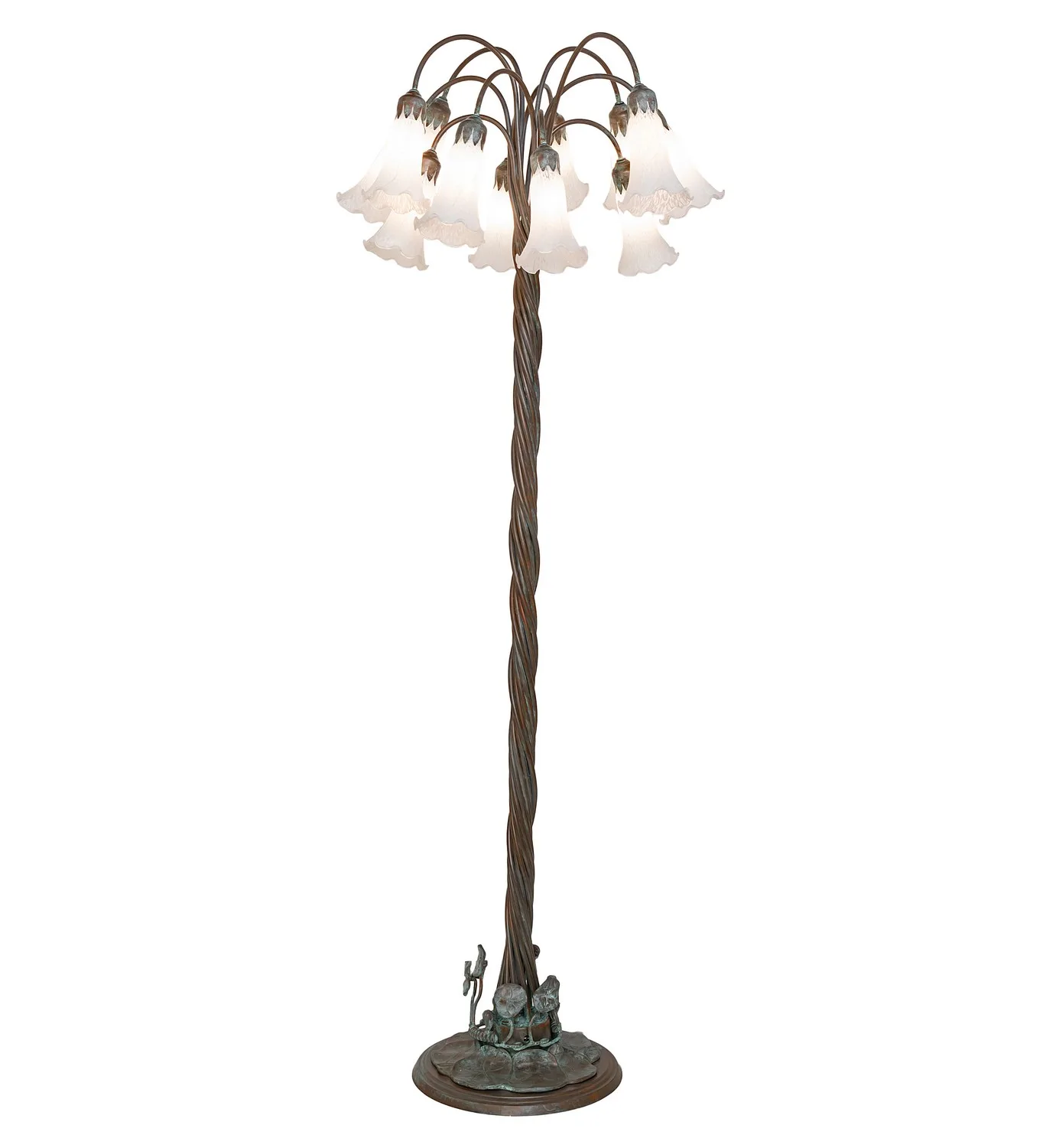White 12 Light Floor Lamp in Bronze