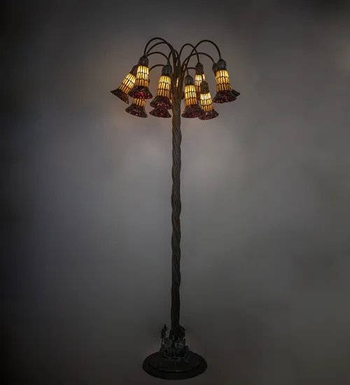61" High Stained Glass Pond Lily Floor Lamp