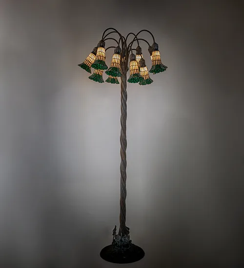 61" High Stained Glass Pond Lily 12 Light Floor Lamp