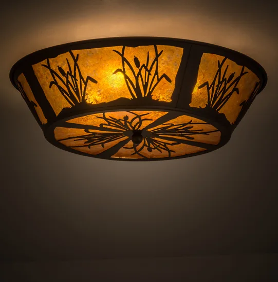 22"W Reeds & Cattails Flushmount