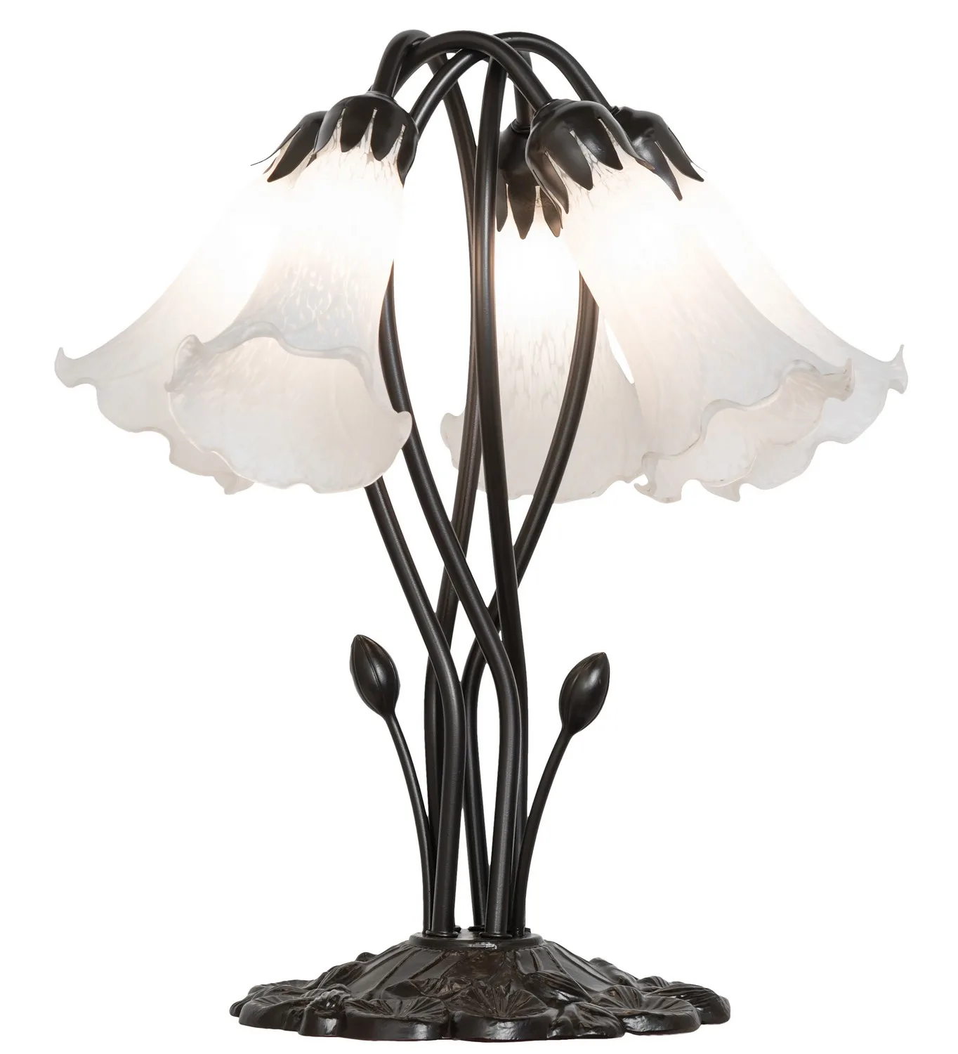 White Five Light Table Lamp in Mahogany Bronze