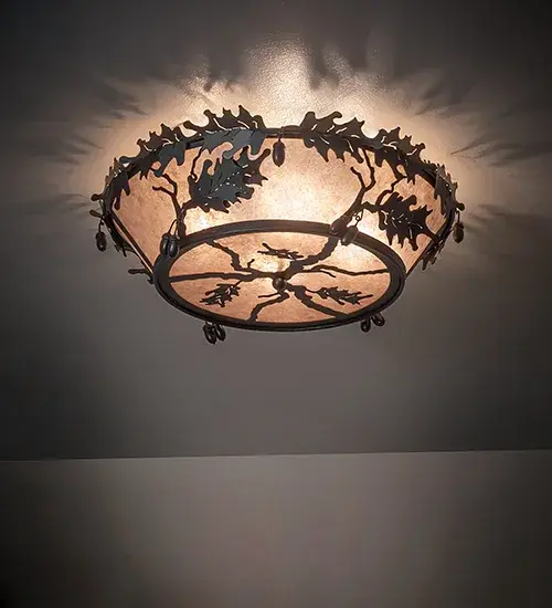 23.5" Wide Oak Leaf & Acorn Flushmount - Image 1