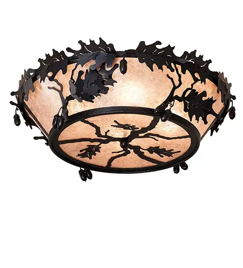 23.5" Wide Oak Leaf & Acorn Flushmount - Image 2