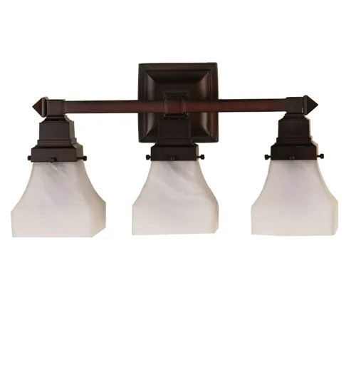 20" Wide Bungalow White Alabaster Swirl 3 Light Vanity Light