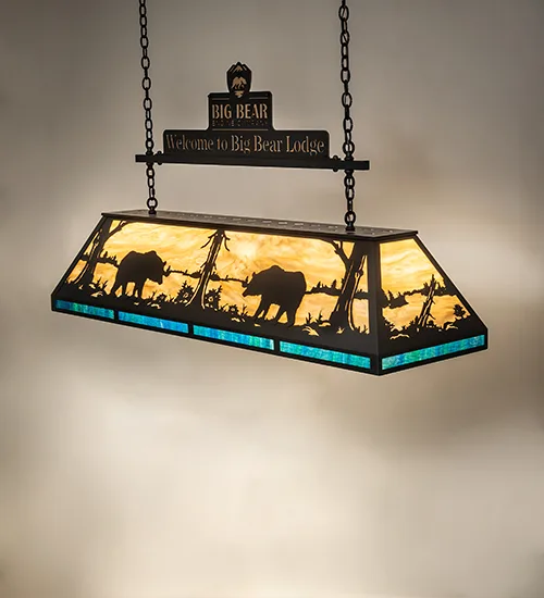 60" Long Personalized Big Bear Lodge Oblong Pendant