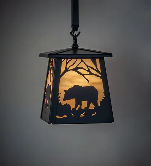 7" Square Bear at Dawn Mini Pendant