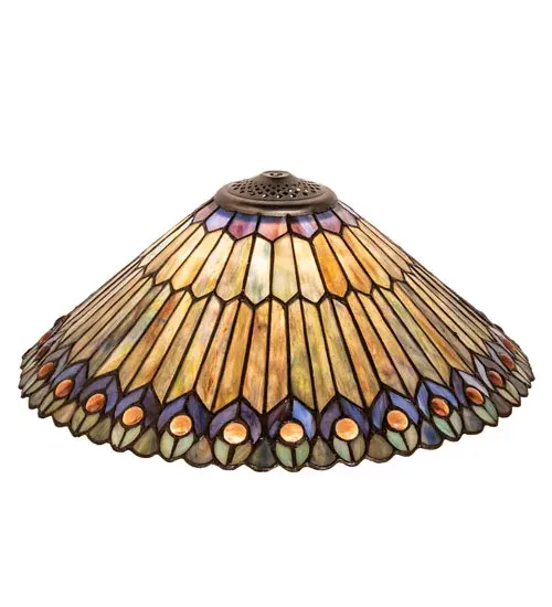 17" Wide Tiffany Jeweled Peacock Shade - Image 2