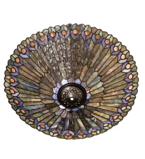 17" Wide Tiffany Jeweled Peacock Shade - Image 4